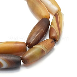 天然石縞瑪瑙/バンデットアゲートビーズ連売り  染め＆加熱  艶消し  ライス  ミックスカラー  29~31x5~12mm  穴：2mm  約10個/連  11.5インチ（29cm）&nbsp;TDZI-O003-36