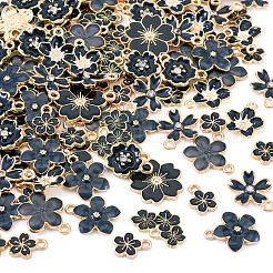 100個10スタイルアロイエナメルチャーム  花のチャーム  ブラック  11~20.5x9~18x1.5~4mm  穴：1.4~2mm  10 個/セット&nbsp;ENAM-TA0003-01