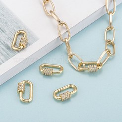 真鍮製マイクロパヴェキュービックジルコニアスクリューカラビナロックチャーム  ネックレス作り用  クイックリンク  長持ちメッキ  オーバル  透明  18KGP本金メッキ  17.1x10.5x2mm&nbsp;ZIRC-G160-22G