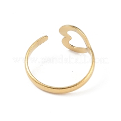 12Pcs Ion Plating(IP) 304 Stainless Steel Heart Open Cuff Rings for Women&nbsp;RJEW-G312-05G