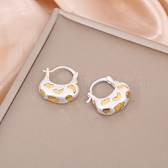 女性のための真鍮のフープピアス  ヒョウ柄のバッグ  ゴールデン＆シルバー  15mm&nbsp;WG9F1FC-01