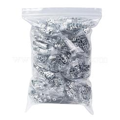 メッキアクリルビーズ  水平穴  文字付きのキューブ  アンティークシルバー  6mm  穴：3mm  26文字  10g /文字  約55pcs /文字  約1430個/セット&nbsp;SACR-JQ0001-04AS