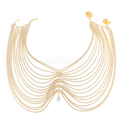 Multilayer Alloy Full Crystal Rhinestone Waist Chains with Teardrop Charms&nbsp;WG56E2D-01