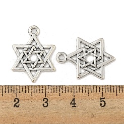 チベットスタイル合金magenデビッドスターペンダント  カドミウムフリー＆鉛フリー  アンティークシルバー  21x15x1.5mm  穴：2mm  約555個/500g&nbsp;TIBEP-Q043-043-RS