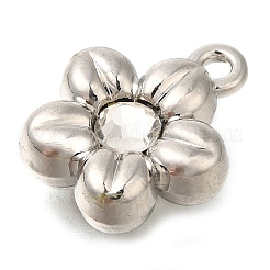 ラックメッキ合金ペンダント  ラインストーン付き  花  透明  15x12.5x4.5mm  穴：1.5mm&nbsp;PALLOY-M055-03P-02