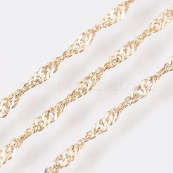 長めのメッキ真鍮のチェーンネックレス  カニカン付き  ニッケルフリー  18KGP本金メッキ  18.1インチ（46cm）  1.5mm&nbsp;NJEW-K112-11G-NF