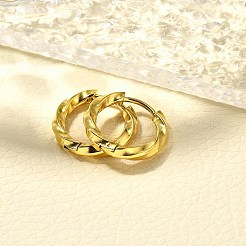 女性用304ステンレスフープピアス  イオンプレーティング（ip）  ツイストリング  14KGP本金メッキ  15.5x2.5mm&nbsp;EJEW-M068-14G-03