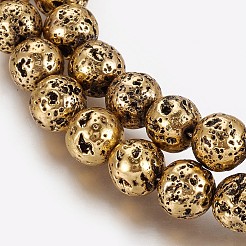 Electroplated Natural Lava Rock Beads Strands&nbsp;G-P400-05AB