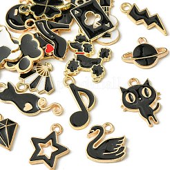 20個20スタイルアロイエナメルペンダント  混合図形  ブラック  12.5~24.5x7~24.5x1~3mm  穴：1.5~2mm  1個/スタイル&nbsp;ENAM-FS0001-73B