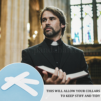 聖職者シャツ用プラスチックタブカラー 50個 白い司祭の首輪 襟裏