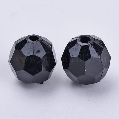 アクリルビーズ  多面カット  ラウンド  ブラック  8x7mm  穴：1.5mm  約1810個/500g&nbsp;TACR-Q257-8mm-V72-1