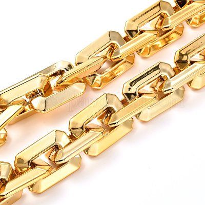 Ccbプラスチックボストンリンクチェーン  長方形  ゴールド  28x21x6mm  39.37インチ（1m）/連&nbsp;AJEW-JB01069-02-1