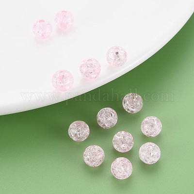 クリアクラックアクリルビーズ  ラウンド  ピンク  8x7mm  穴：1.8~2mm  約1745個/500g&nbsp;MACR-S373-66-N02-1