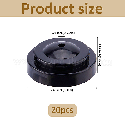 プラスチックスティック旗ホルダー  フラットラウンド  ブラック  6.3x2.6cm  内径：5.55のCM&nbsp;AJEW-WH0348-869-1