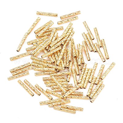真鍮の質感のあるチューブビーズ  18KGP本金メッキ  10x1.5mm  穴：1mm&nbsp;KK-H250-01A-G-1