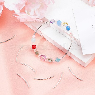 真鍮製チューブビーズ  カーブ  銀  35x2mm  穴：1mm  200pc&nbsp;KK-AR0001-81S-1