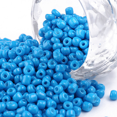 焼付塗装ガラスシードビーズ  ドジャーブルー  8/0  3mm  穴：1mm  約1111個/50g  50 G /袋  18袋/2ポンド&nbsp;SEED-US0003-3mm-K17-1