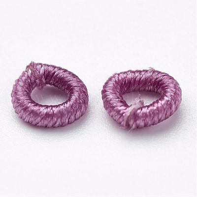 ポリエステルファブリックビーズ  リング  フラミンゴ  6x2mm  穴：3mm  約200個/袋&nbsp;WOVE-N003-30-1