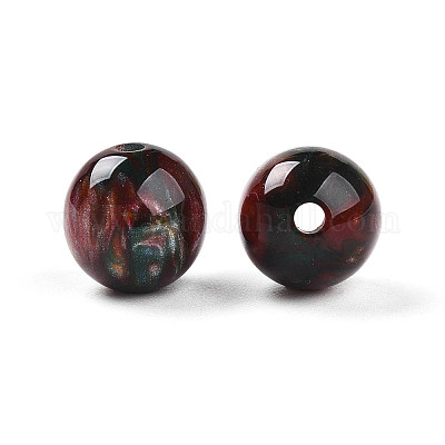 樹脂ビーズ  ラウンド  ツートン  ダークスレートブルー  10mm  穴：2mm&nbsp;RESI-YW0004-28B-09-1