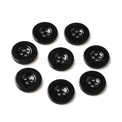 樹脂ボタン  染め  フラットラウンド  ブラック  20x3mm&nbsp;RESI-D033-20mm-02-1