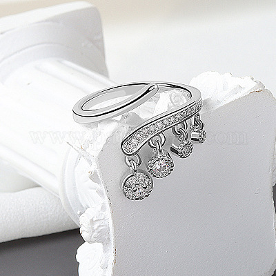 Brass Micro Pave Clear Cubic Zirconia Cuff Rings&nbsp;FS-WG905BE-01-1