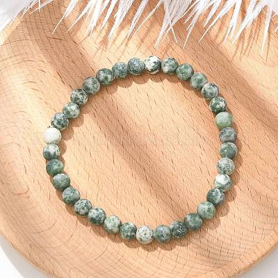 Natural Green Spot Jasper Bead Stretch Bracelets&nbsp;BJEW-K212-A-017-1