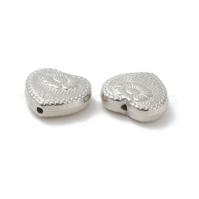 CCBプラスチックビーズ  ハート  銀  17x18x6mm  穴：1.6mm  約415個/500g&nbsp;OACR-H019-39-1