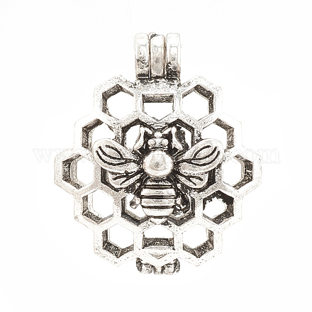 合金ロケットペンダント  ディフューザーロケット  中空  ハチミツとハチミツ  アンティークシルバー  26x22x13mm  穴：4x3mm  インナー対策：18mm&nbsp;X-PALLOY-S062-55AS-1