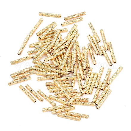 真鍮の質感のあるチューブビーズ 18KGP本金メッキ 10x1.5mm 穴:1mm KK-H250-01A-G-1