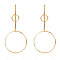 Alloy Stud Dangle Earrings, Golden, Ring, 75x35mm