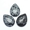 Natural Snowflake Obsidian Cabochons, Drop, 34~35x24~25x6.5~7mm