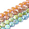Freshwater Shell Beads Strands, AB Color Plated, Dyed, Flat Round, Mixed Color, 10~11.5x3~4mm, Hole: 1mm, 32~34pcs/strand, 14.57~14.96 inch(37~38cm)