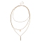 Alloy 3 Layer Necklaces for Women, Golden, Rectangle, 15.35~17.72 inch(39~45cm)