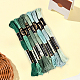 ポリエステル刺繍糸  クロスステッチの糸  セグメント染め  グリーン  0.5~2mm  約8.75ヤード（8m）/かせ  8色  1 かせ/色  8 かせ/セット&nbsp;OCOR-WH20074-13B-01A-7