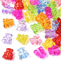 透明なアクリルビーズ  クマ  ミックスカラー  10x10x6mm  穴：3mm&nbsp;X-TACR-S135-045