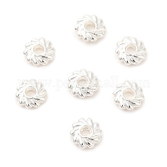 Eco-Friendly Alloy Spacer Beads, Long-Lasting Plated, Cadmium Free & Nickel Free & Lead Free, Flower, Silver, 4.8x1.5mm, Hole: 1.2mm