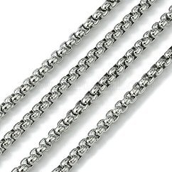 Tarnish Resistant 304 Stainless Steel Box Chains, Unwelded, Stainless Steel Color, 4x4mm