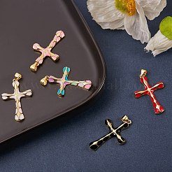 5Pcs 5 Colors Brass Enamel Pendants&nbsp;KK-SZ0004-07