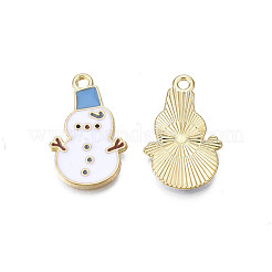 メッキ合金エナメルチャームラック  カドミウムフリー＆ニッケルフリー＆鉛フリー  ライトゴールド  クリスマス  雪だるま  コーンフラワーブルー  23x14.5x1.5mm  穴：1.8mm&nbsp;LS-X-ENAM-N055-165
