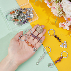 15Pcs Natural Gemstone & Alloy Keychain&nbsp;KEYC-PH01555