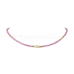 4Pcs 4 Colors Natural Cultured Freshwater Pearl & Glass Seed Beaded Necklaces&nbsp;NJEW-JN05234