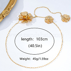 夏用ビーチ合金製しわ加工花柄ペンダントチェーンベルト（女性用）  ゴールドカラー  1030mm&nbsp;WGAB049-01