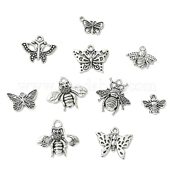 100pcs10スタイルチベットスタイルアロイペンダント  蜂と蝶のチャーム  アンティークシルバー  10.5~20x9~22x1.5~3mm  穴：1~2.7mm  10個/スタイル&nbsp;FIND-CJ0005-57