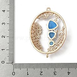 Brass Micro Pave Clear Cubic Zirconia and Glass Oval Connector Charms&nbsp;KK-I276-31G-B