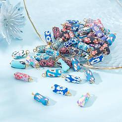 Handmade Flower Printed Polymer Clay Pendants&nbsp;FIND-SC0002-90