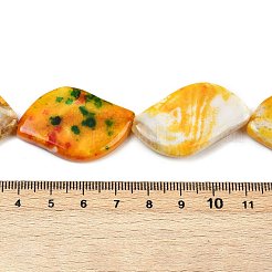 染め加工天然石瑪瑙ビーズ連売り  葉  オレンジ  30~39x24~27x5~7.5mm  穴：2mm  約10個/連  14.06''~14.37''（35.7~36.5センチメートル）&nbsp;G-U029-I01