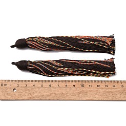 綿のタッセルのペンダント  ポリエステルと  ココナッツブラウン  128~130x11~12mm  穴：2x3.5mm&nbsp;FIND-D302-03G