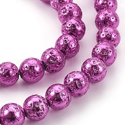 Electroplated Natural Lava Rock Bead Strands&nbsp;G-E511-01D-8mm