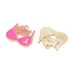 Breast Cancer Awareness Ribbon Zinc Alloy Enamel Pendants&nbsp;ENAM-I079-02G-06