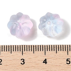 透明スプレーペイントガラスビーズ  花  ミックスカラー  11.5x8.5mm  穴：1.2mm&nbsp;X-GLAA-Z011-10